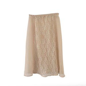 Vintage 80s Underskirt Skirt Size S 80s Nude Sheer Beige Semi Sheer Midi